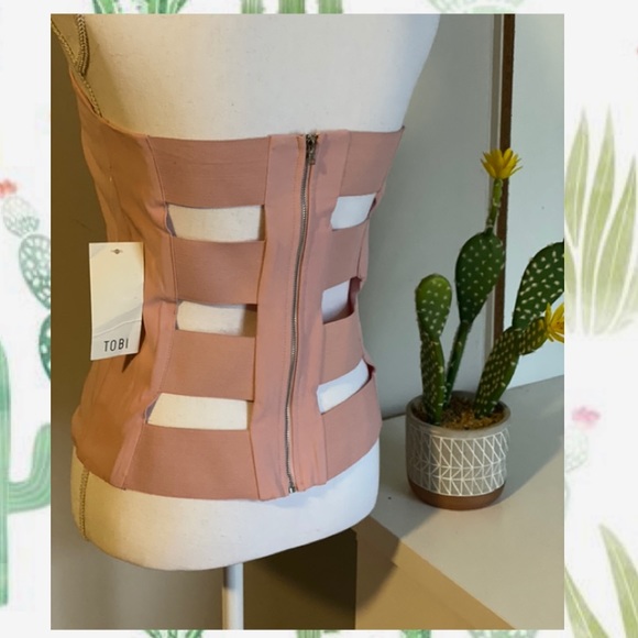 Pink corset style top with back zipper and details - Picture 4 of 5